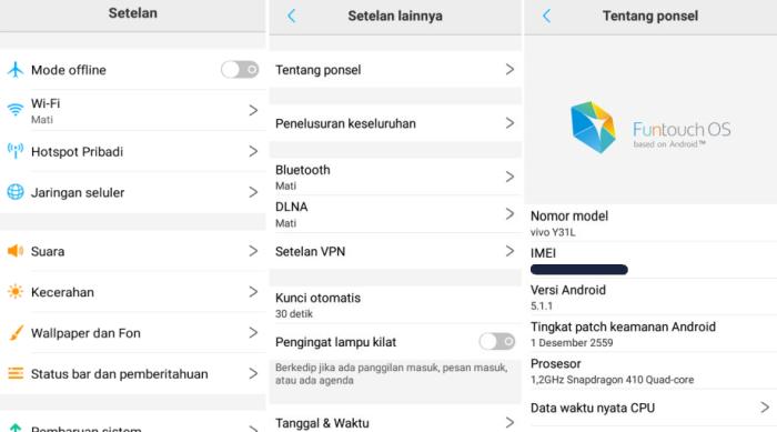 Cek IMEI Vivo Di Menu Setelan